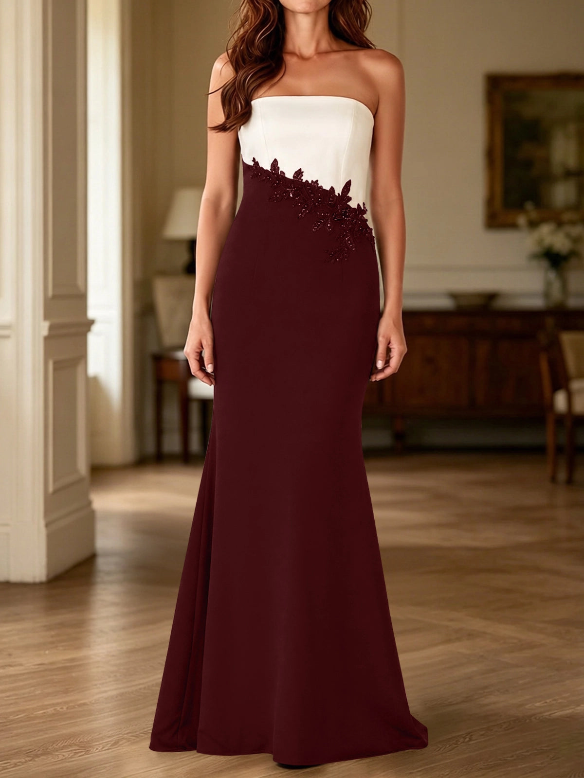 Trumpet Mother of the Bride Dress with Appliques
