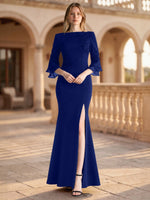 Chiffon Mother of the Bride Dress with 3/4 Sleeves