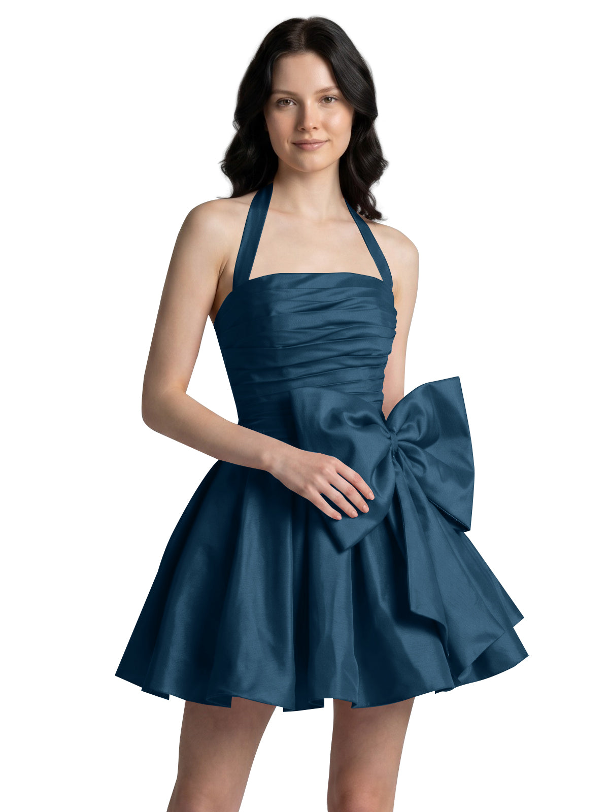 Halter Oversized Bow Mini Dress 