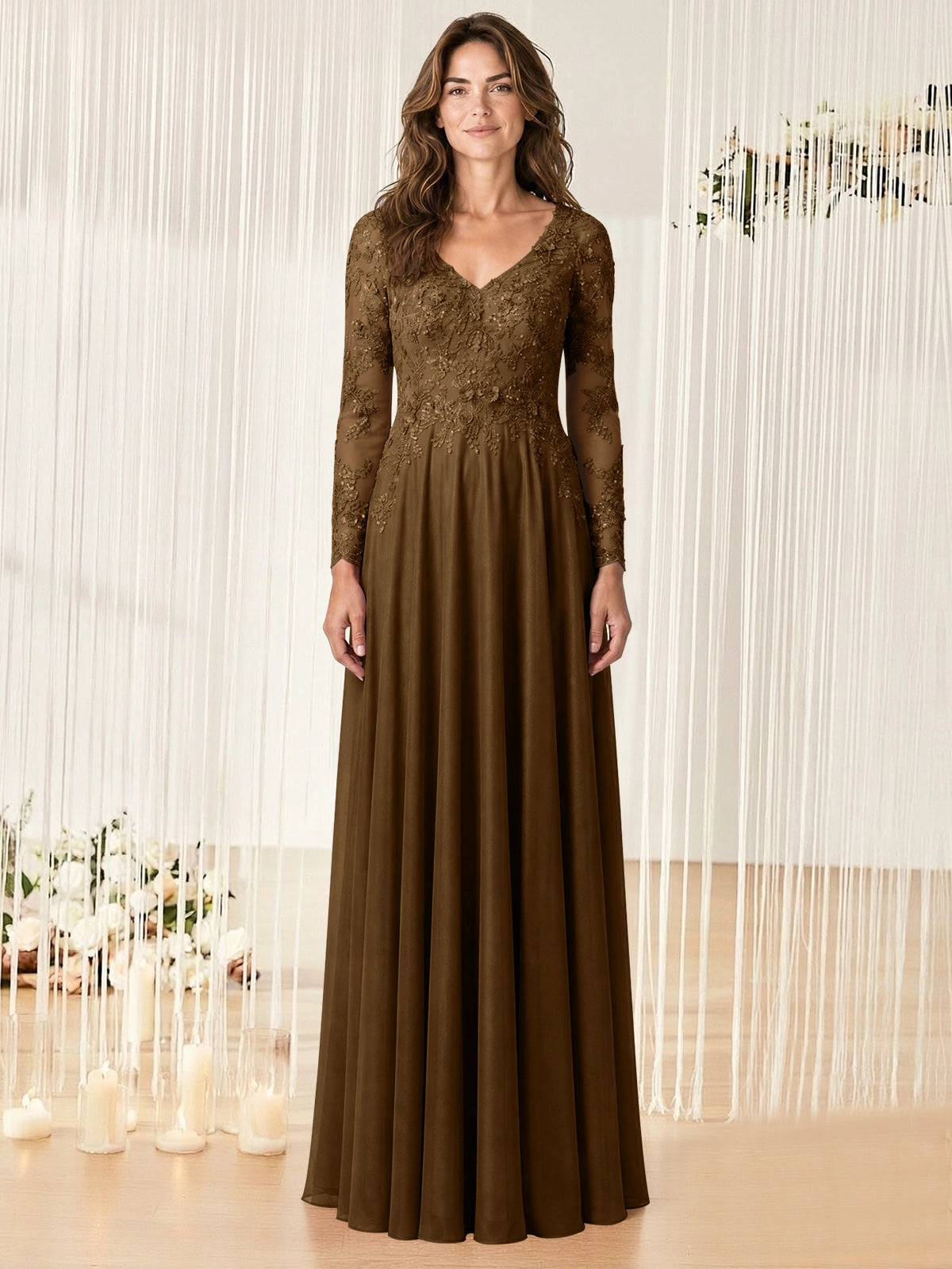 A-line Mother of the Bride Dress with Appliques