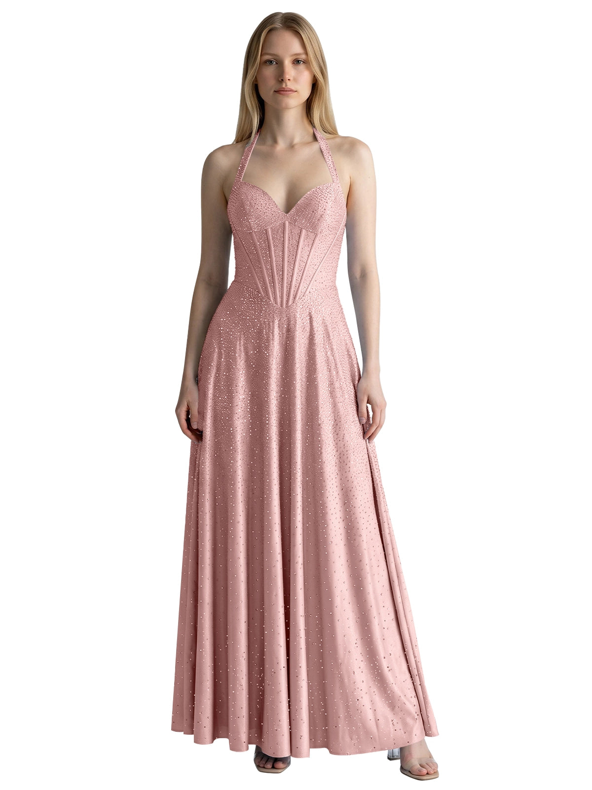 Halter Beaded Prom Dress 
