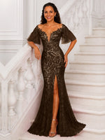 Mermaid Mother of the Bride Dress with V-neck 