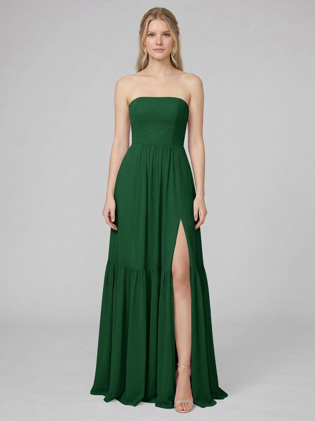 Strapless Bridesmaid Dress with Slit 