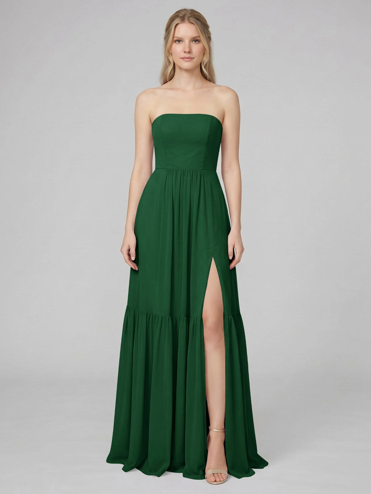 Strapless Bridesmaid Dress with Slit 