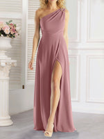 One-Shoulder Bridesmaid Dress with Slit