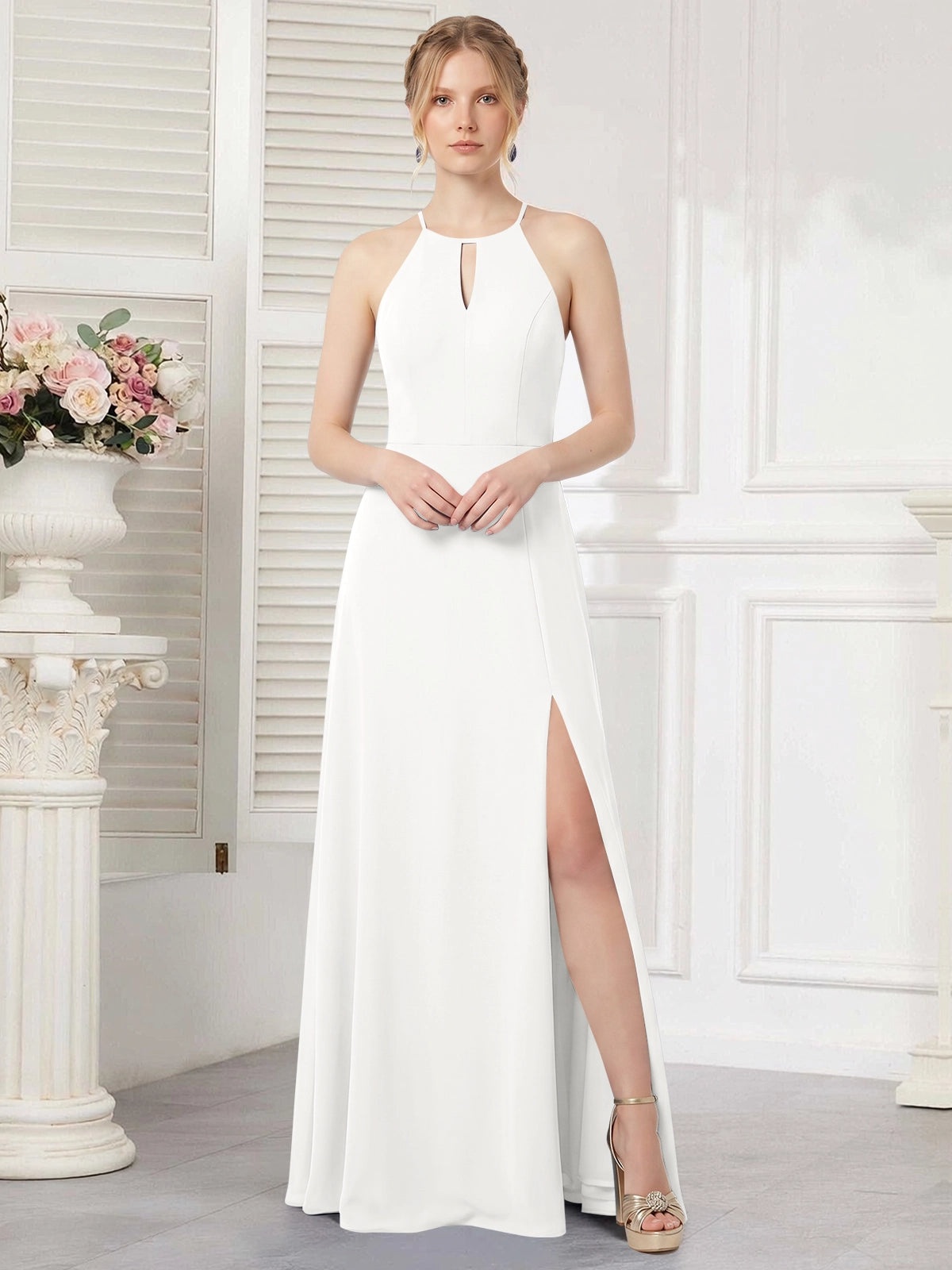 Chiffon Bridesmaid Dress with Halter 