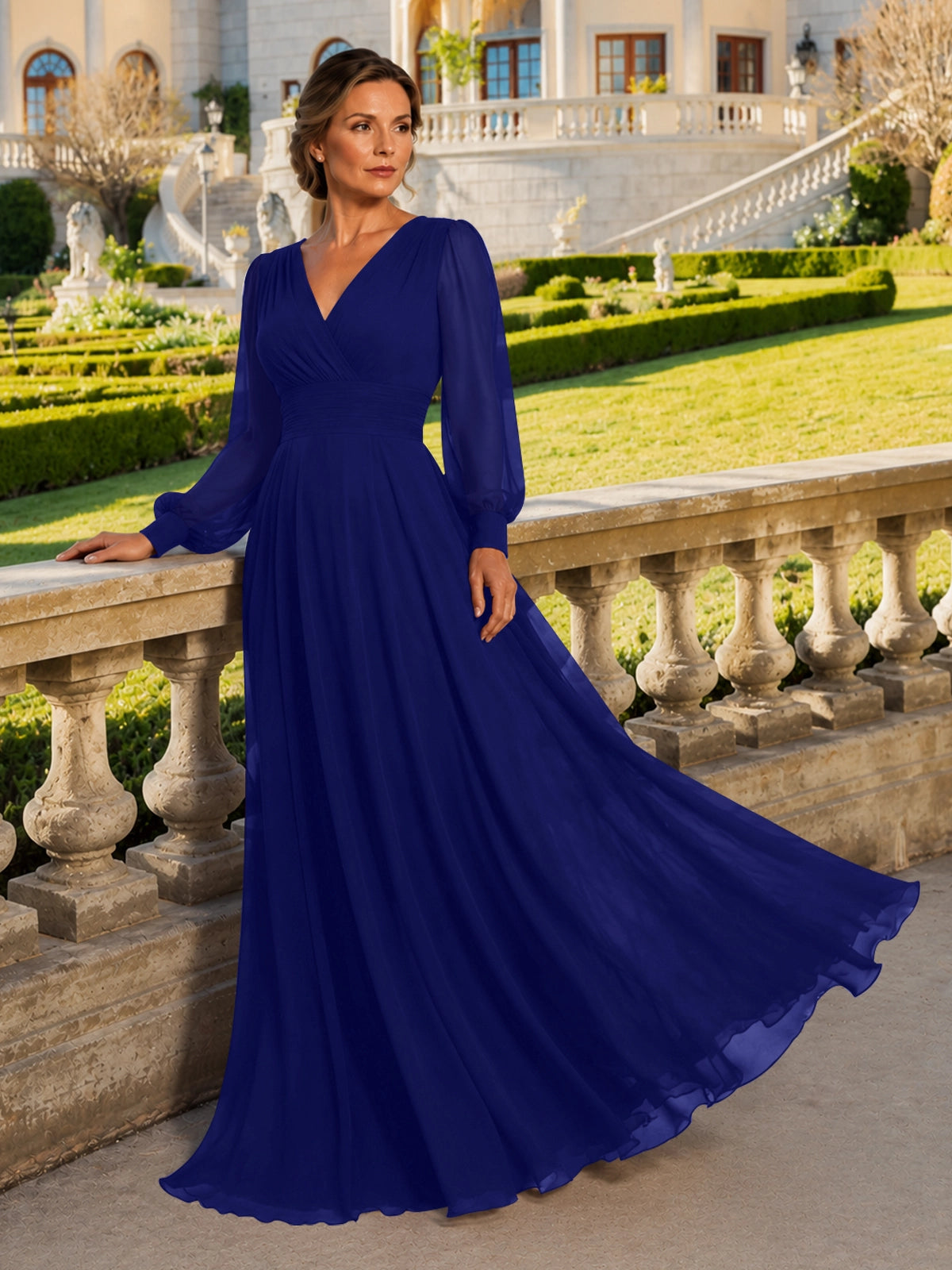 Chiffon Mother of the Bride Dress with Long Sleeves 