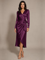 Silk-like Mother of the Bride Dress with Self-Tie Sash 
