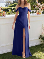 Off-the-Shoulder Slit Bridesmaid Dress 