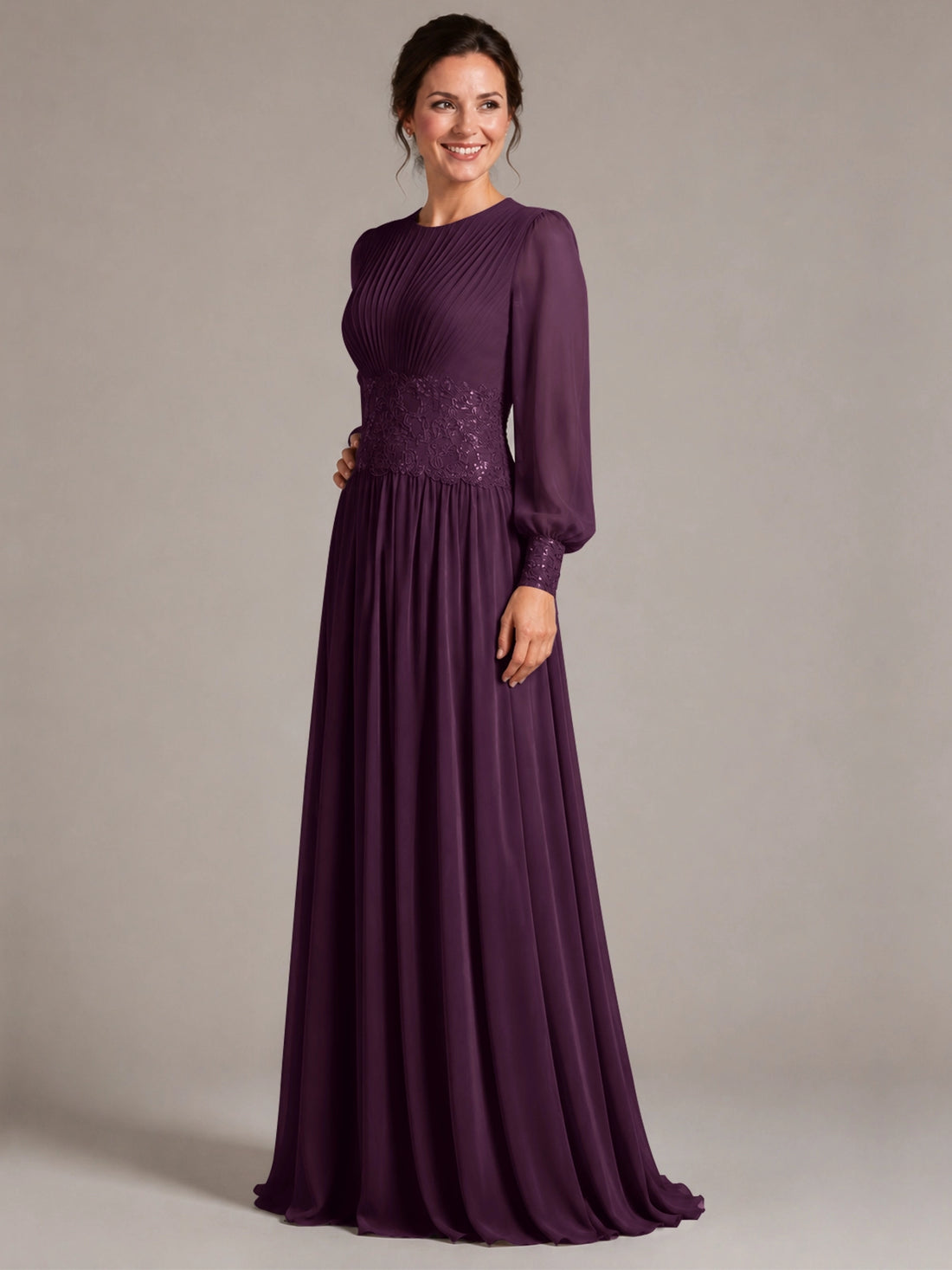 Chiffon Mother of the Bride Dress with Jewel Neckline 