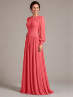 Chiffon Mother of the Bride Dress with Jewel Neckline 