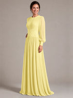 Chiffon Mother of the Bride Dress with Jewel Neckline 