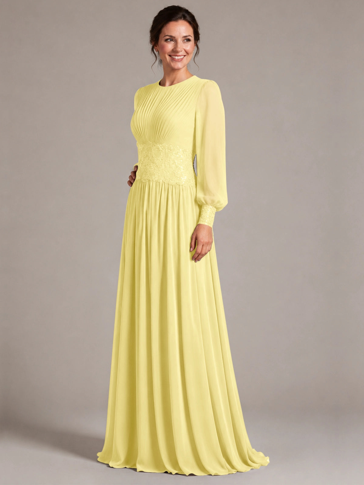 Chiffon Mother of the Bride Dress with Jewel Neckline 