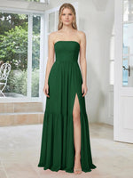 Strapless Bridesmaid Dress with Slit 