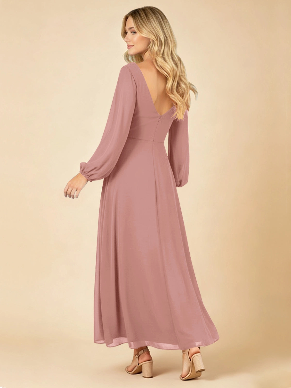 A-line Bridesmaid Dress with Long Sleeves 