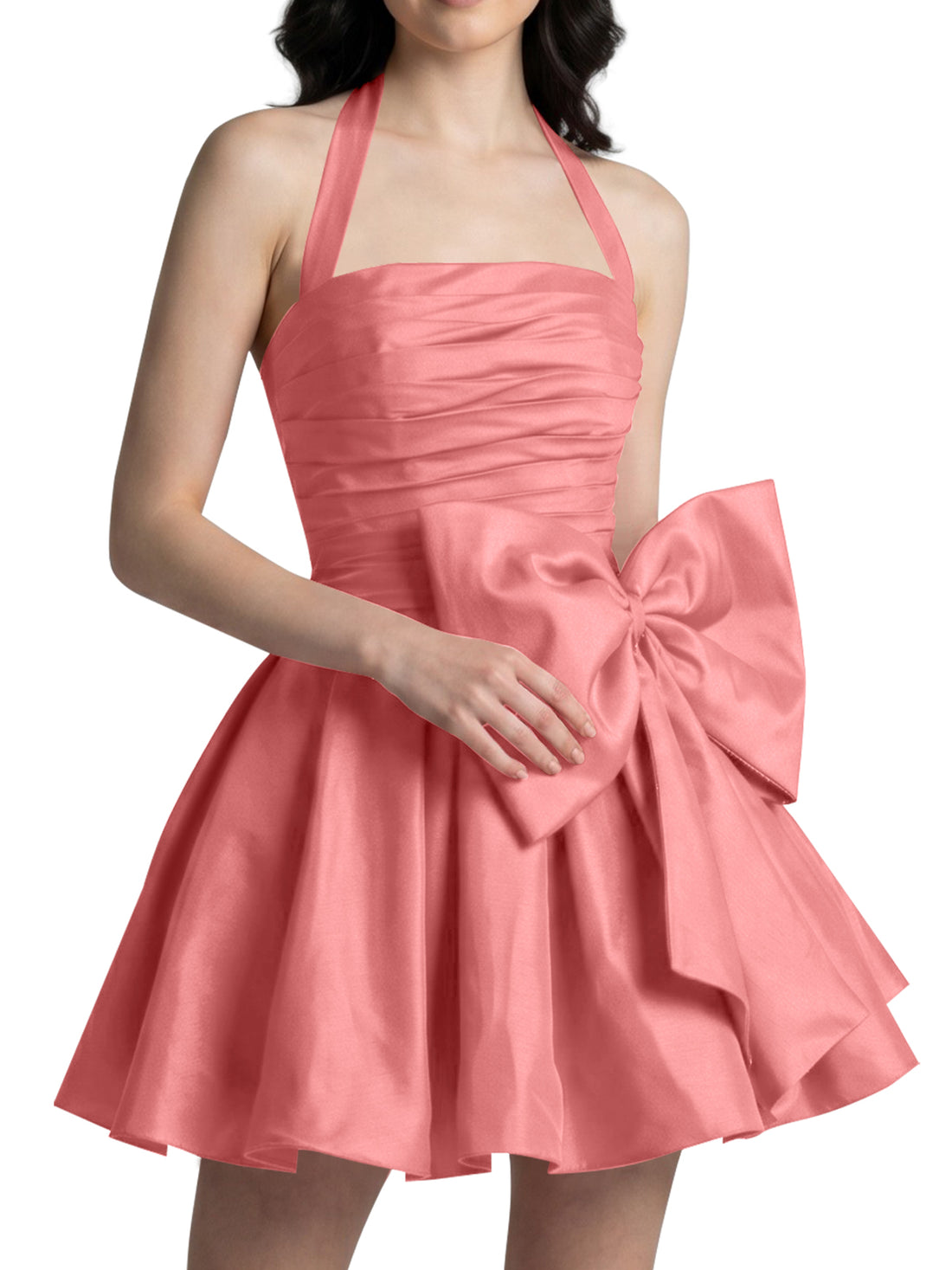Halter Oversized Bow Mini Dress 