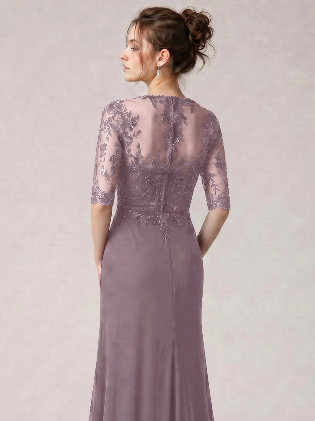 Lace Mother of the Bride Dress with Half Sleeves