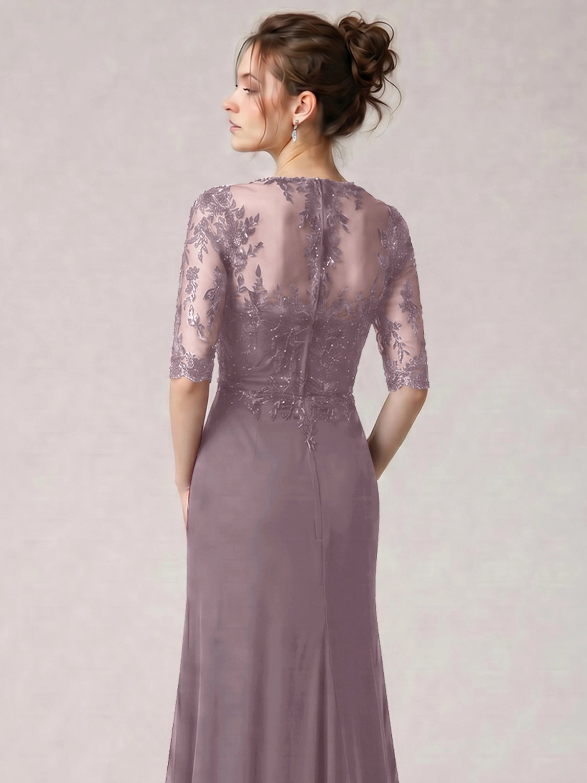 Lace Mother of the Bride Dress with Half Sleeves