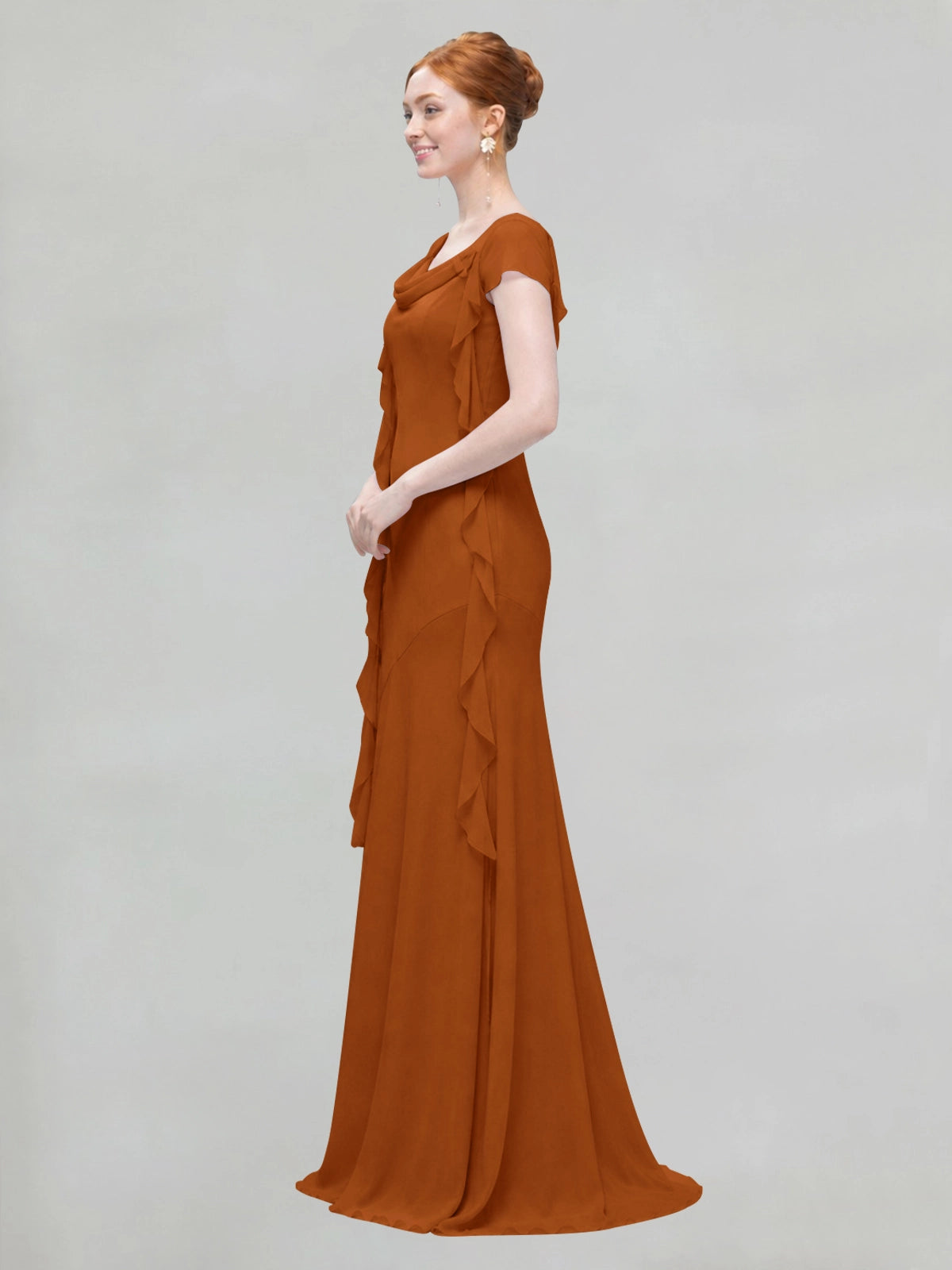 Flowy Ruffle Sheath Bridesmaid Dress 