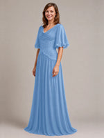Cowl Neck Mother of the Bride Dress with Applique 