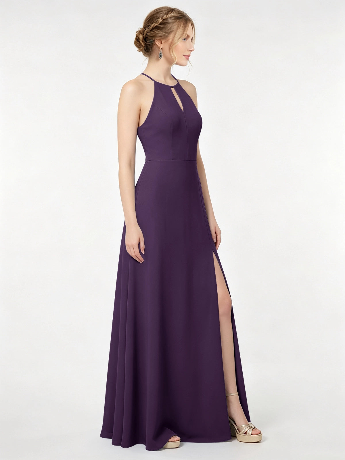 Chiffon Bridesmaid Dress with Halter 