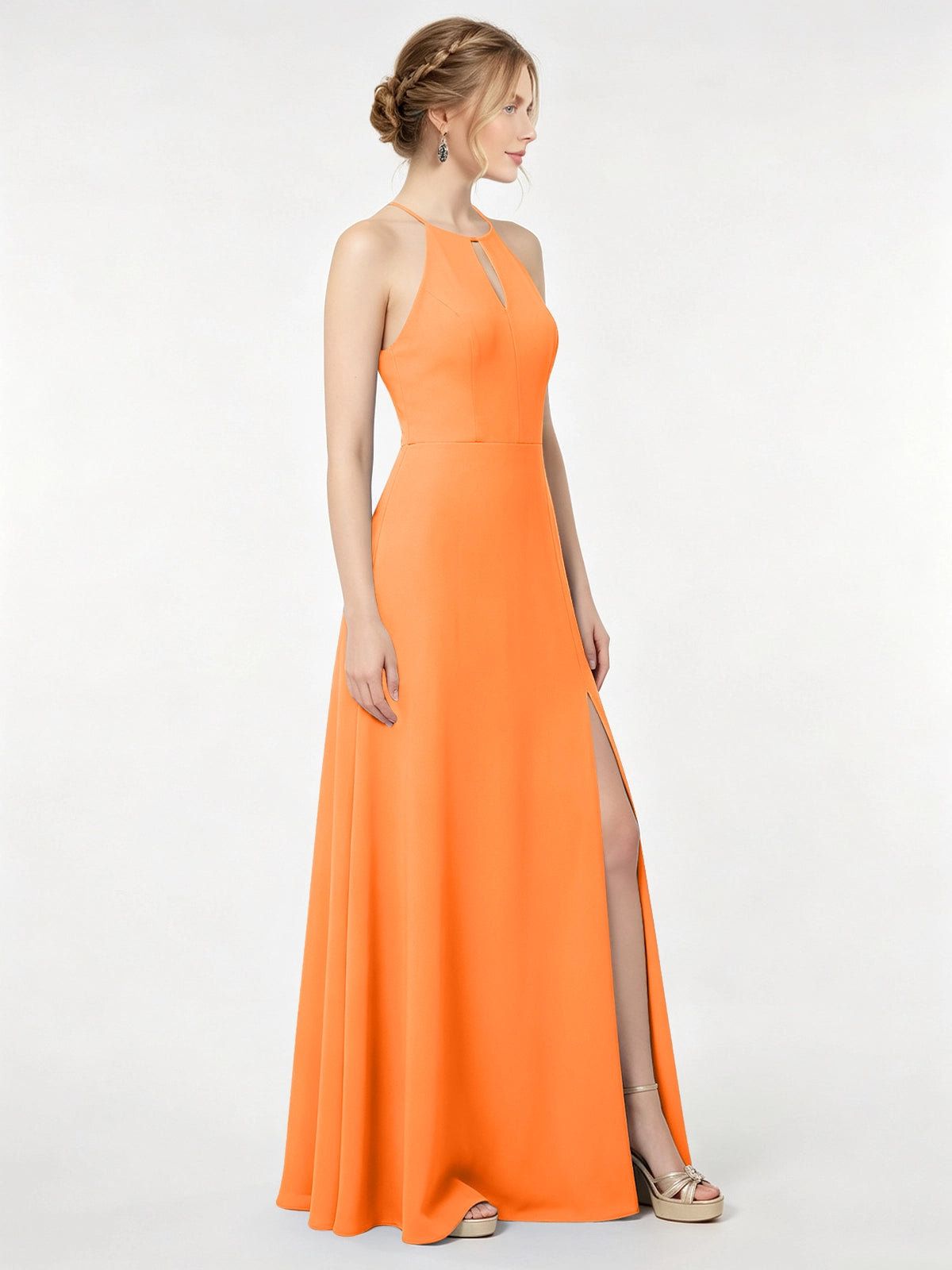 Chiffon Bridesmaid Dress with Halter 