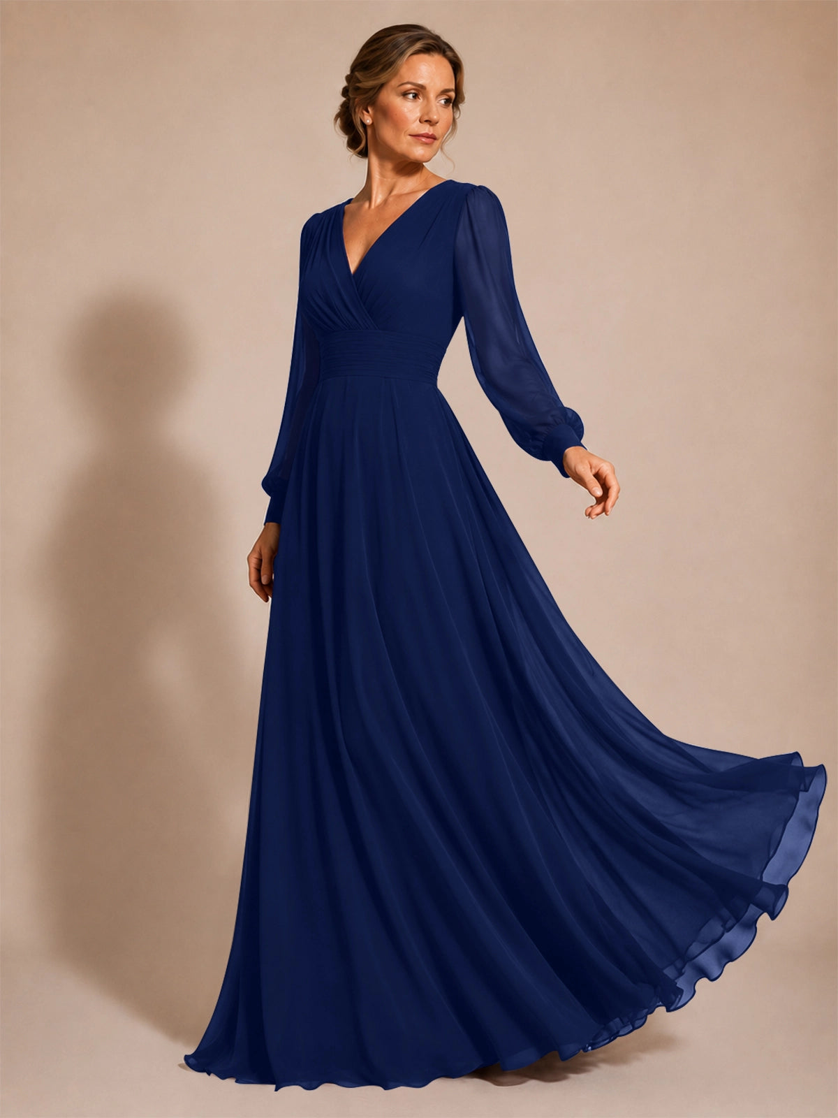 Chiffon Mother of the Bride Dress with Long Sleeves 