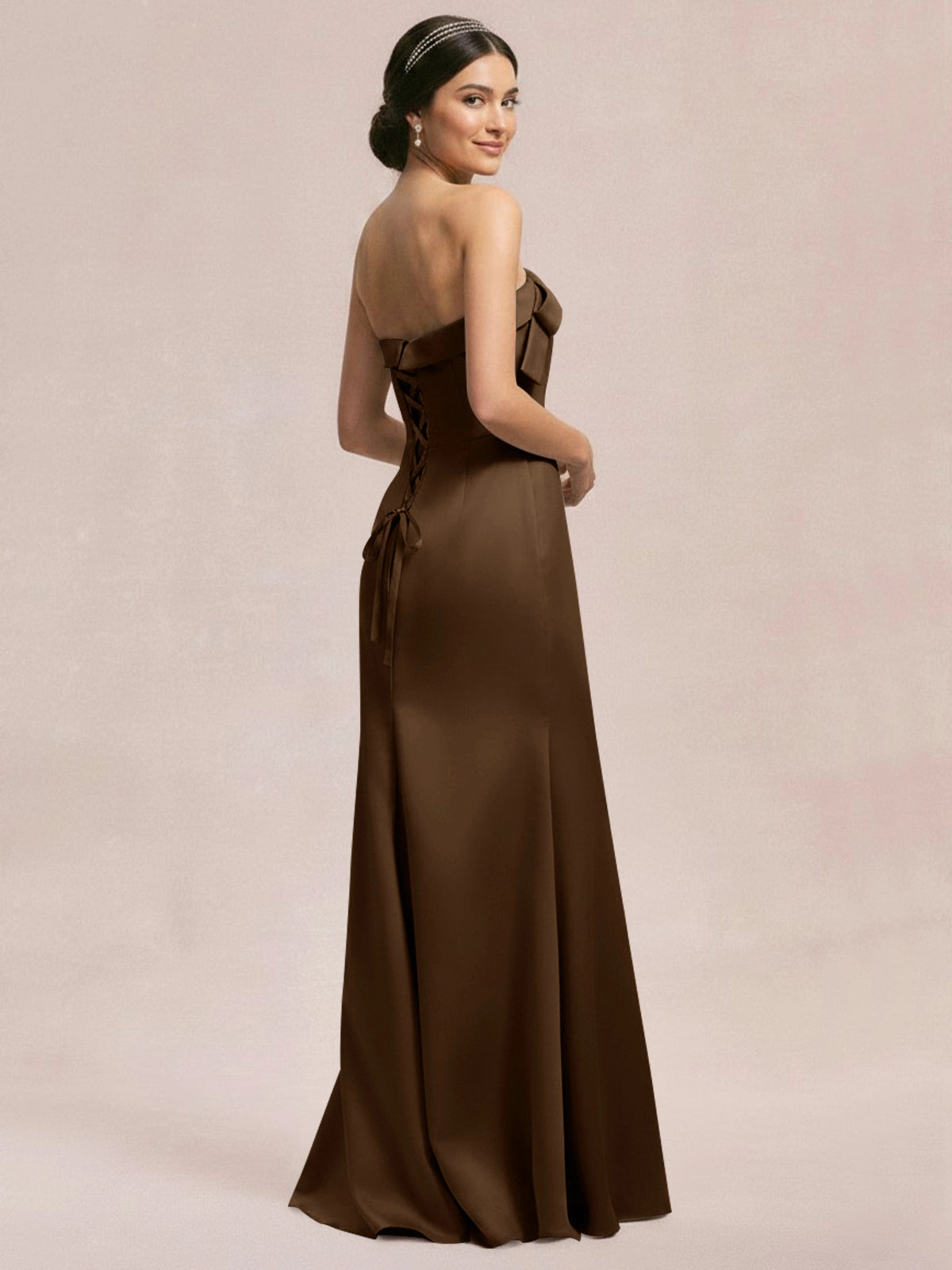 Satin Bow Accent Bridesmaid Dress 