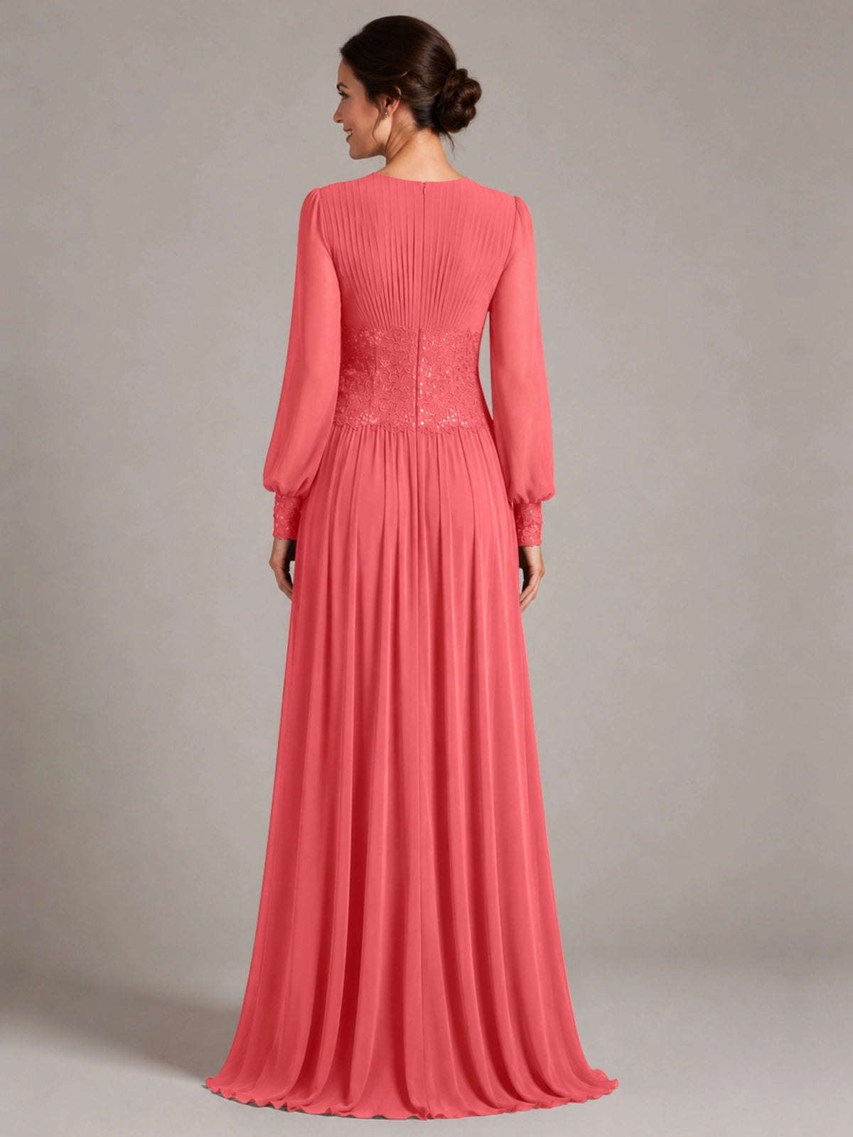 Chiffon Mother of the Bride Dress with Jewel Neckline 