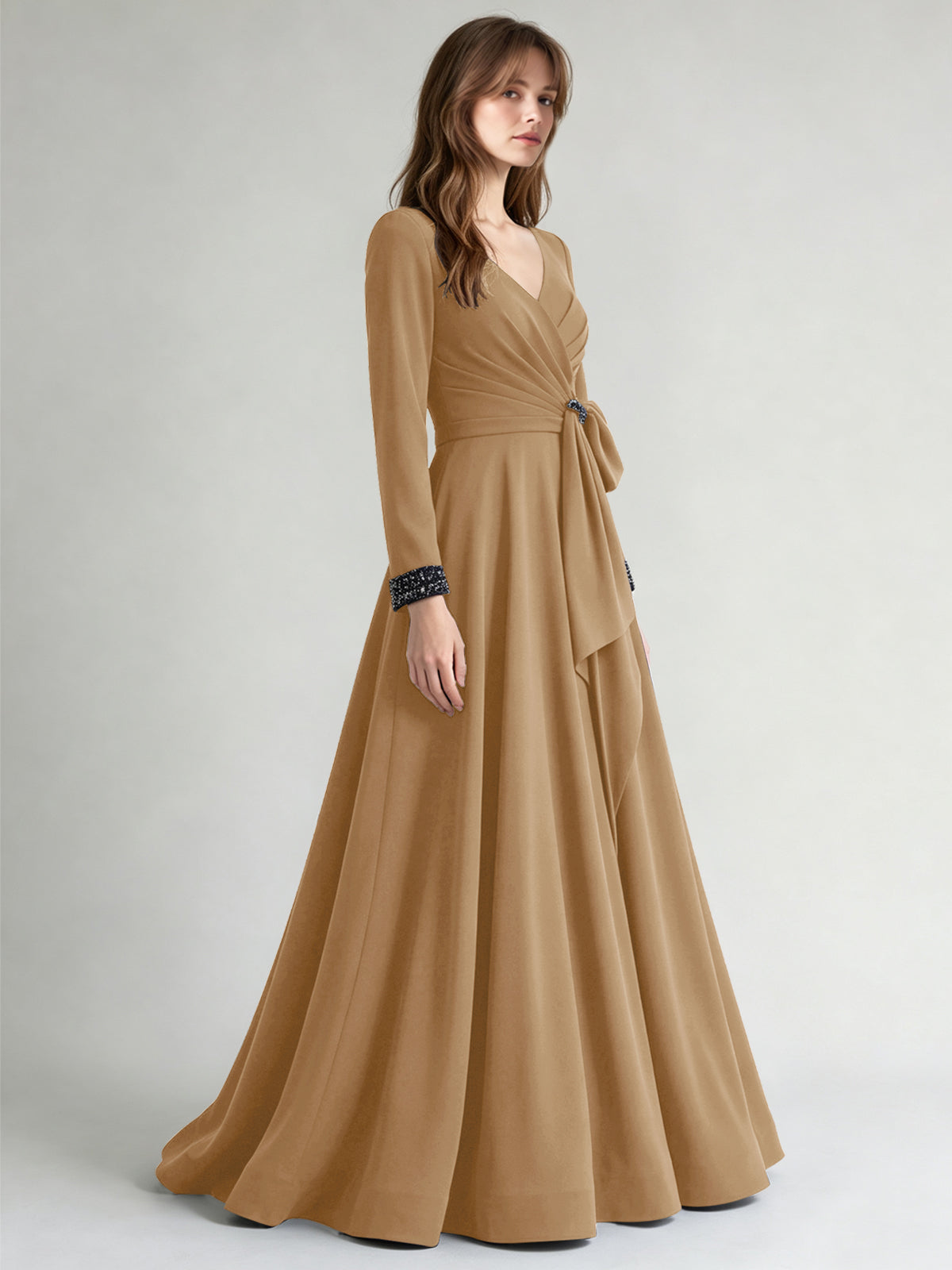 Stretch Satin Mother of the Bride Dress with Crystal