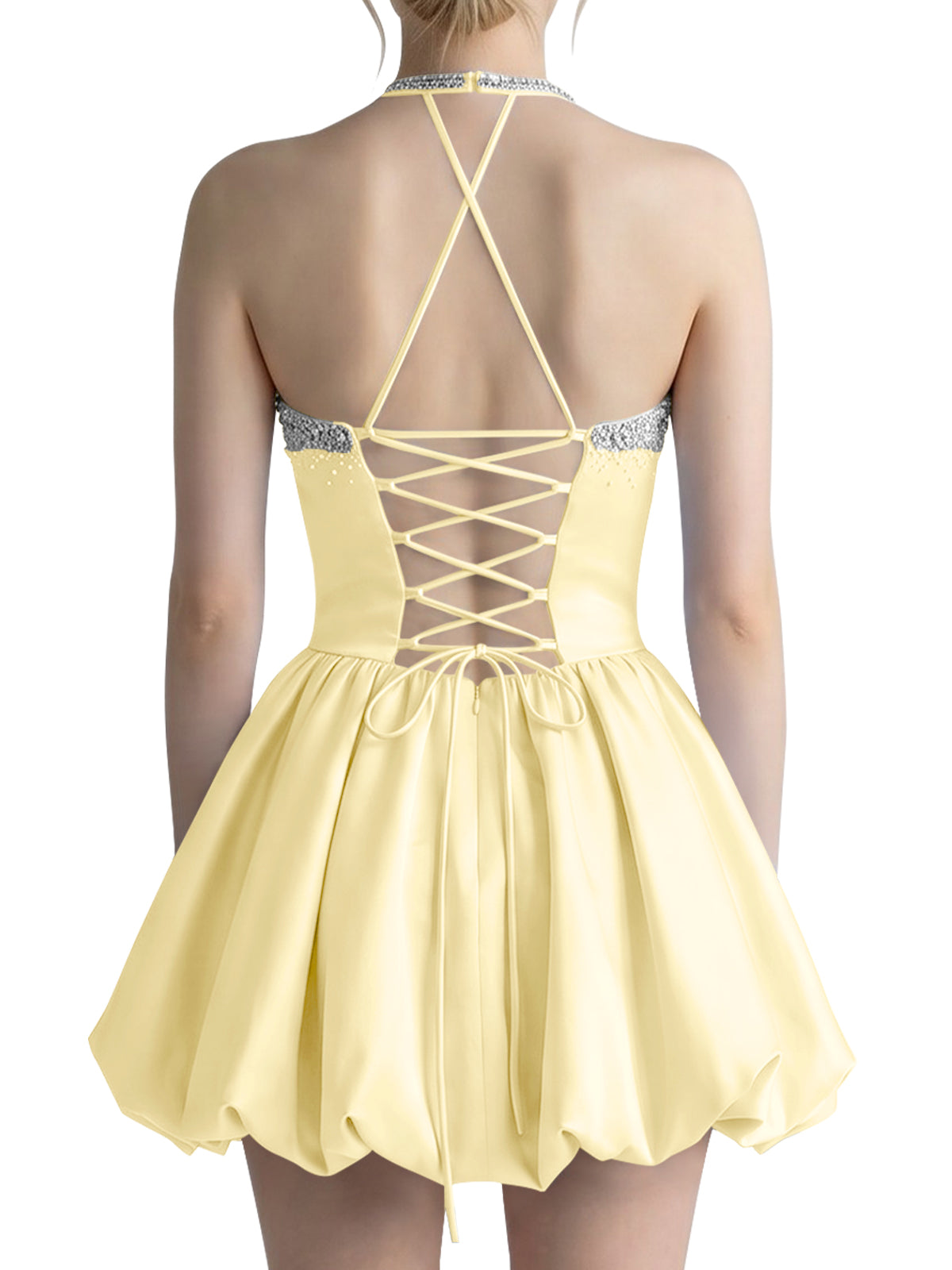 Beading Bubble Hem Mini Dress 