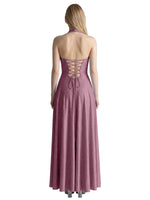 Halter Beaded Prom Dress 