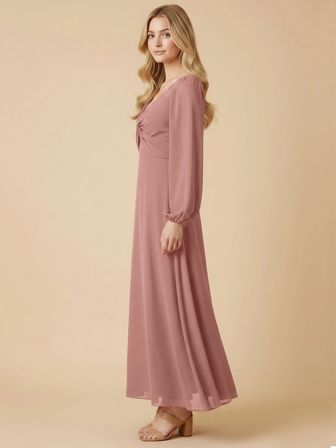 A-line Bridesmaid Dress with Long Sleeves 
