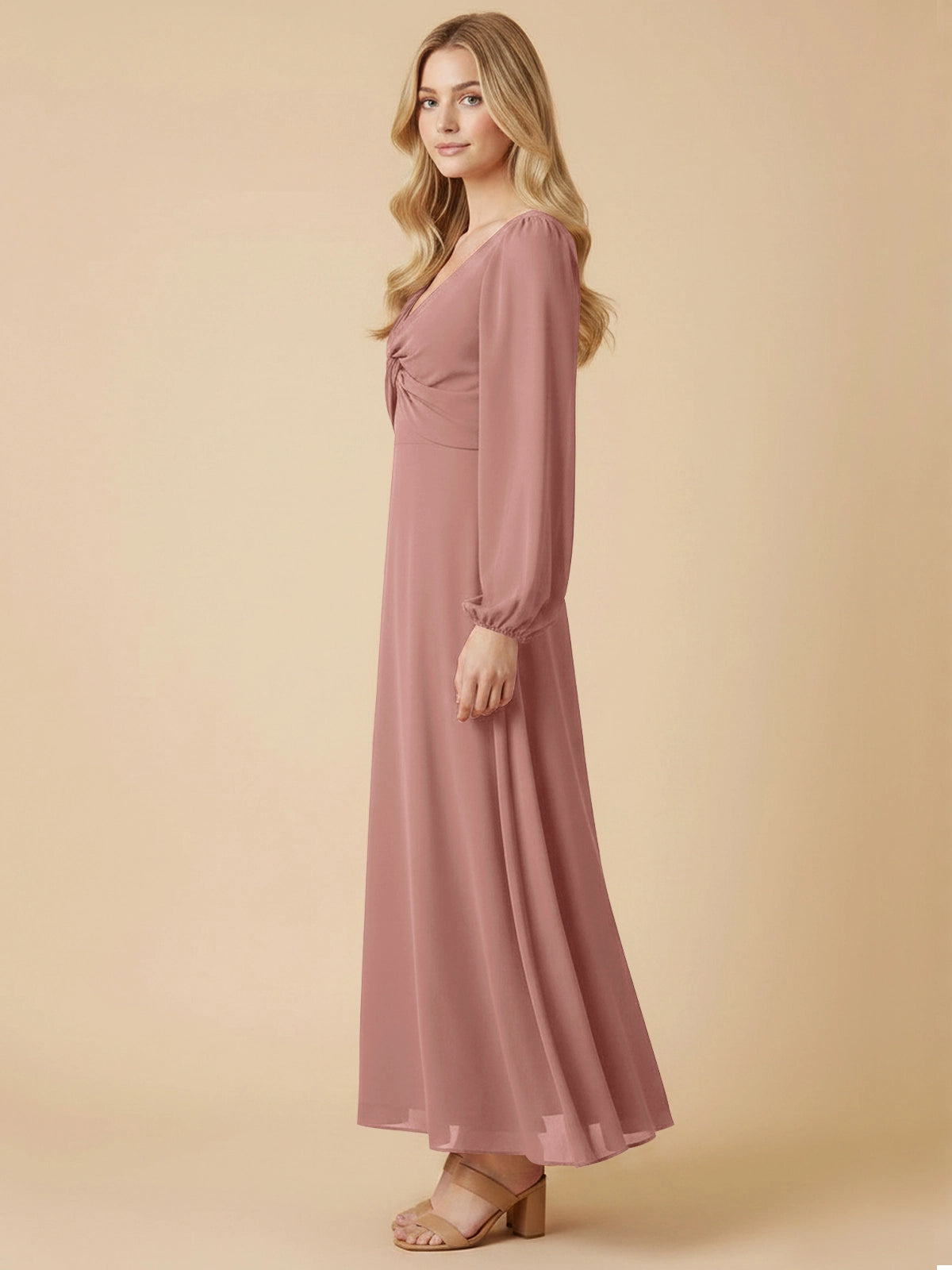 A-line Bridesmaid Dress with Long Sleeves 