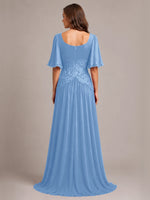 Cowl Neck Mother of the Bride Dress with Applique 