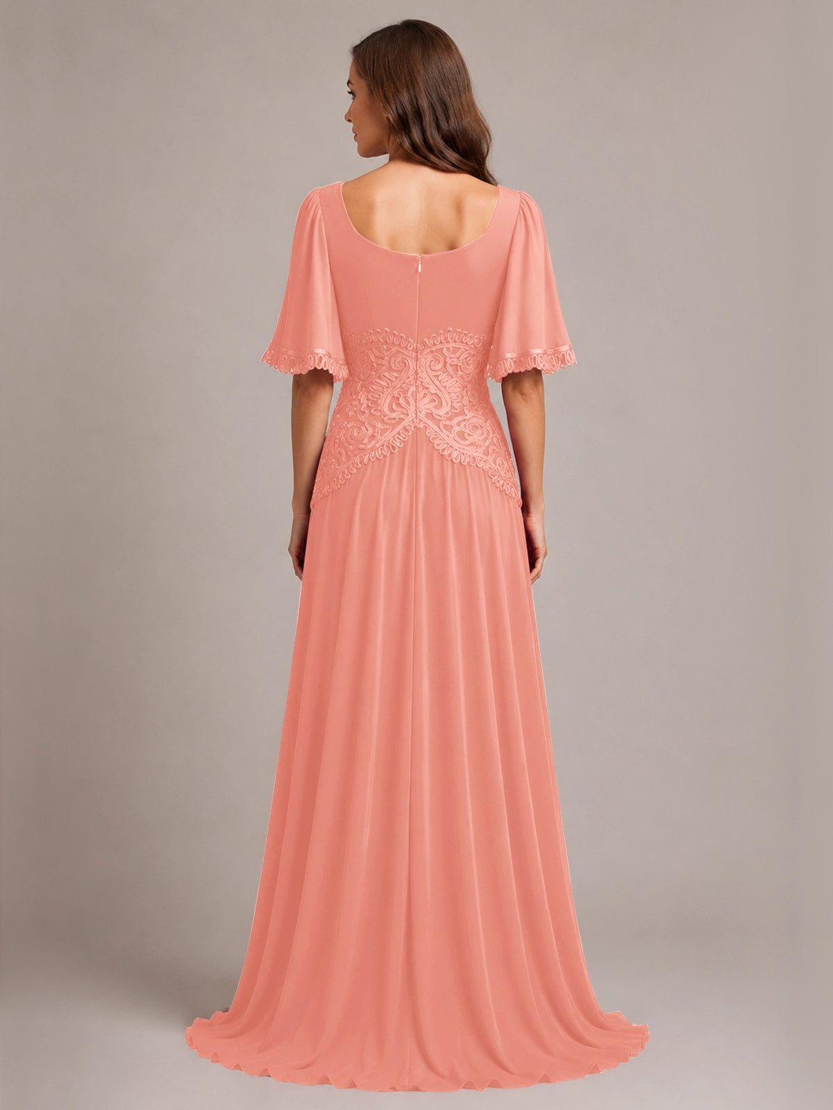 Cowl Neck Mother of the Bride Dress with Applique 