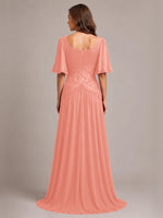 Cowl Neck Mother of the Bride Dress with Applique 