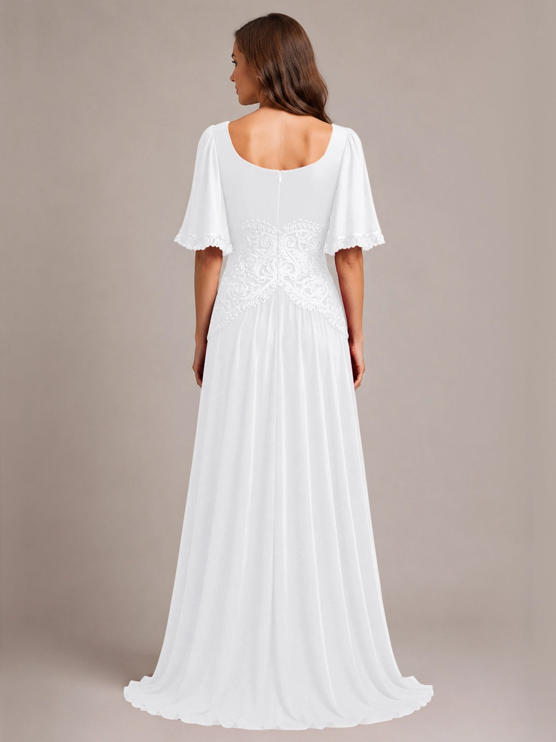 Cowl Neck Mother of the Bride Dress with Applique 