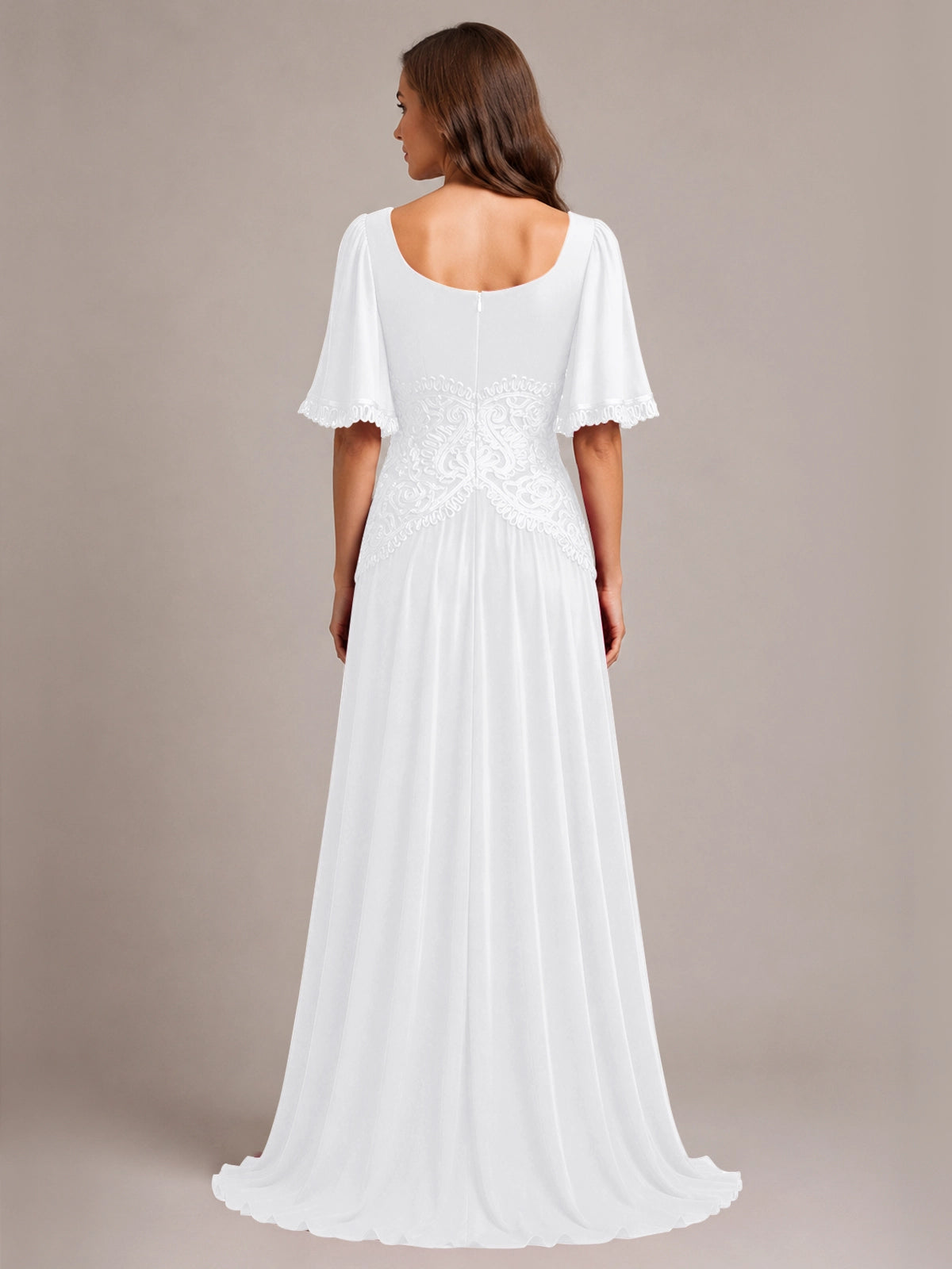 Cowl Neck Mother of the Bride Dress with Applique 