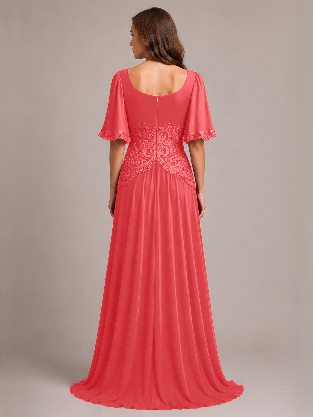 Cowl Neck Mother of the Bride Dress with Applique 