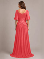 Cowl Neck Mother of the Bride Dress with Applique 