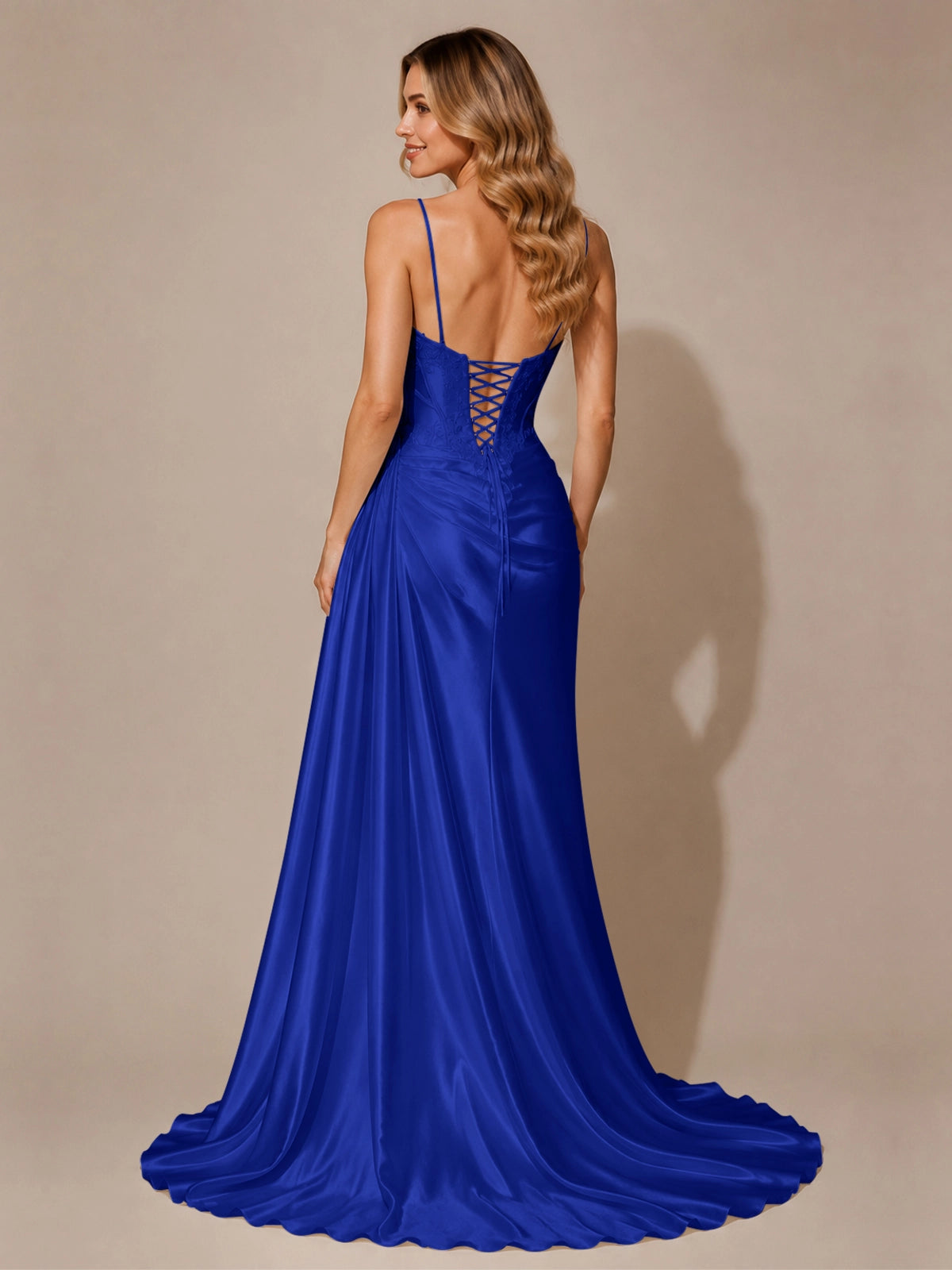 Silk-like Prom Dress with Appliques