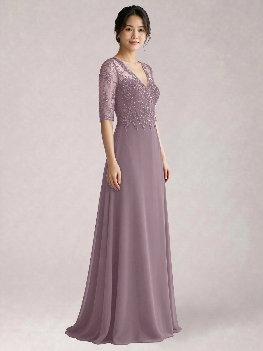 Lace Mother of the Bride Dress with Half Sleeves