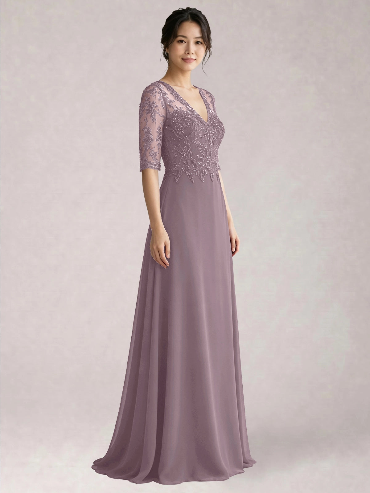 Lace Mother of the Bride Dress with Half Sleeves