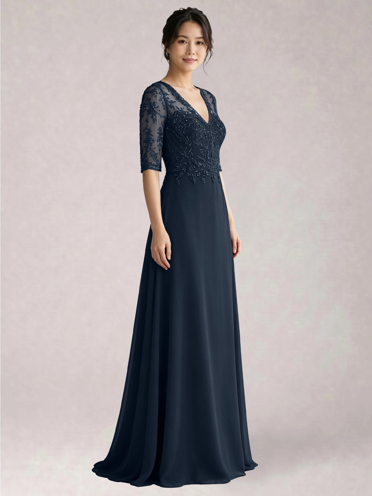 Lace Mother of the Bride Dress with Half Sleeves
