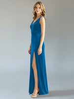 Velvet Bridesmaid Dress with Slit 