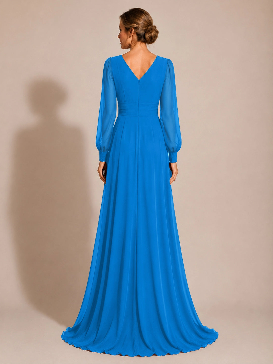 Chiffon Mother of the Bride Dress with Long Sleeves 