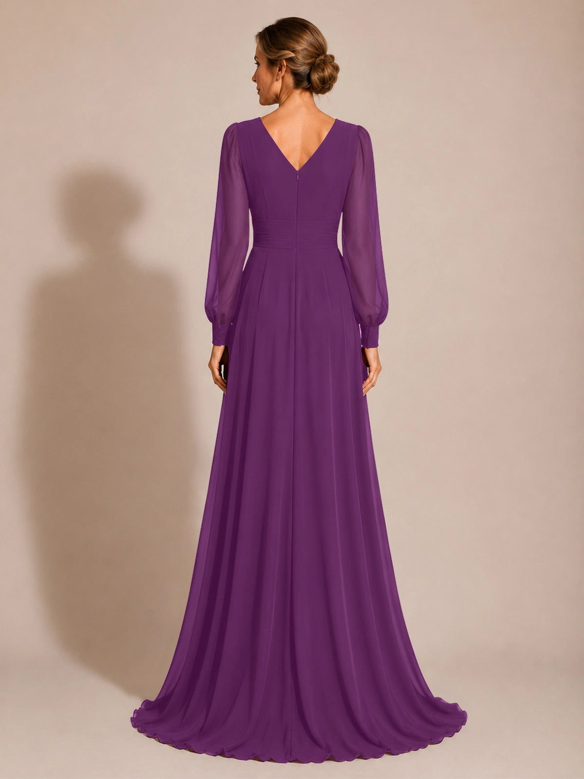 Chiffon Mother of the Bride Dress with Long Sleeves 