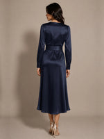 Silk-like Mother of the Bride Dress with Self-Tie Sash 