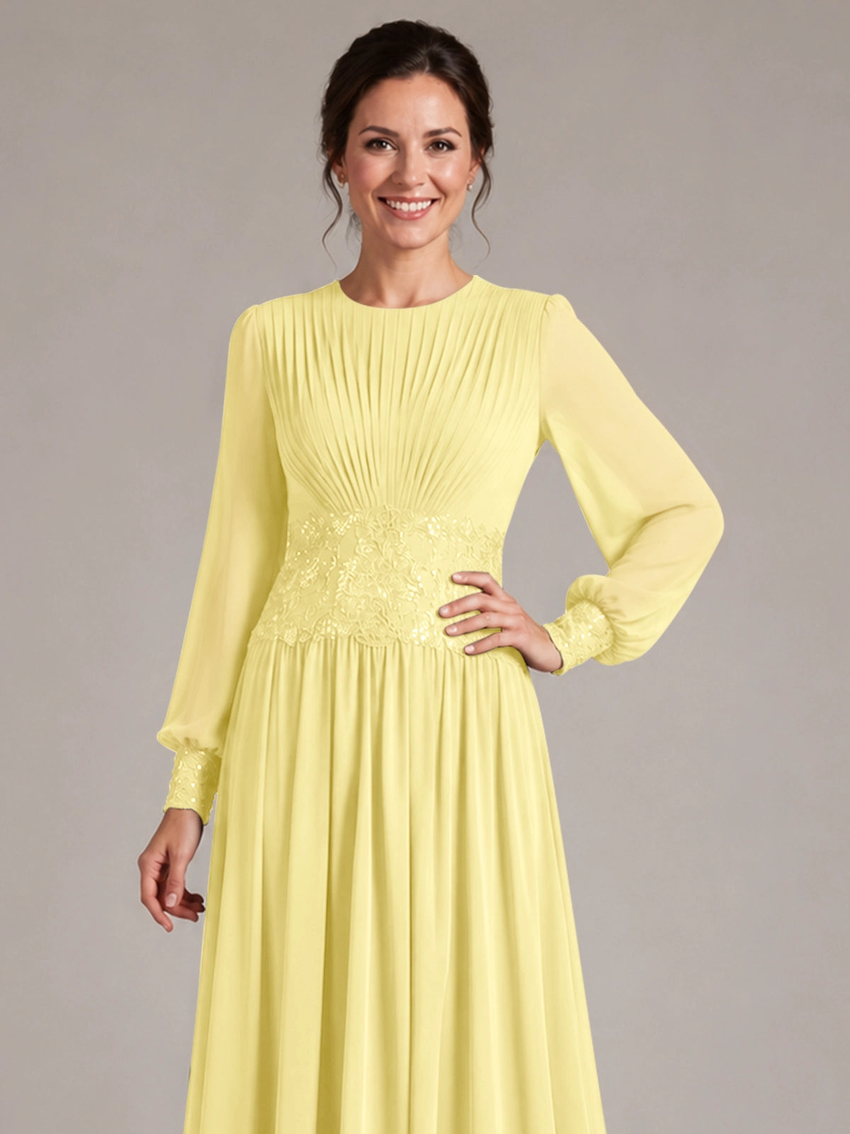 Chiffon Mother of the Bride Dress with Jewel Neckline 